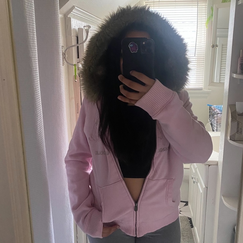 Pink aeropostale all fur lined zip up jacket